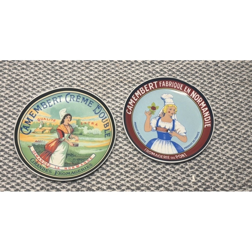Boston Warehouse Camembert Cheese Plates Set of 2 French Fromagerie 2004